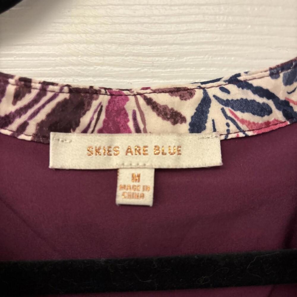 Skies Are Blue Floral Maxi Dress Woman’s M. Floral Burgundy Boho Peasant Layer - Picture 4 of 9